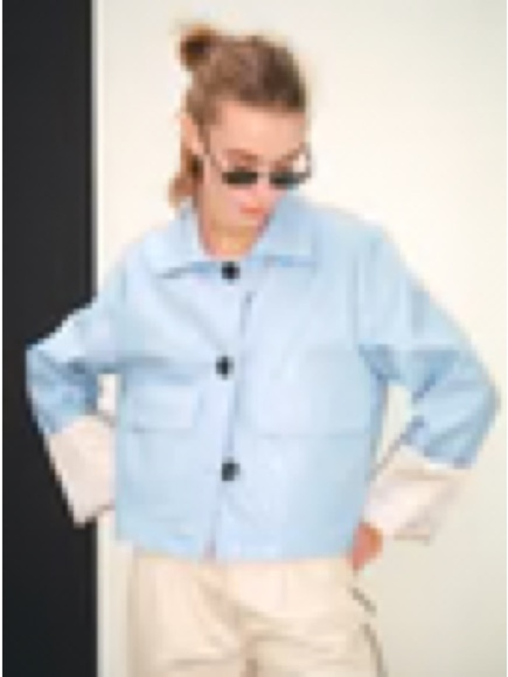Siedres Luna Light Blue Faux Leather Jacket